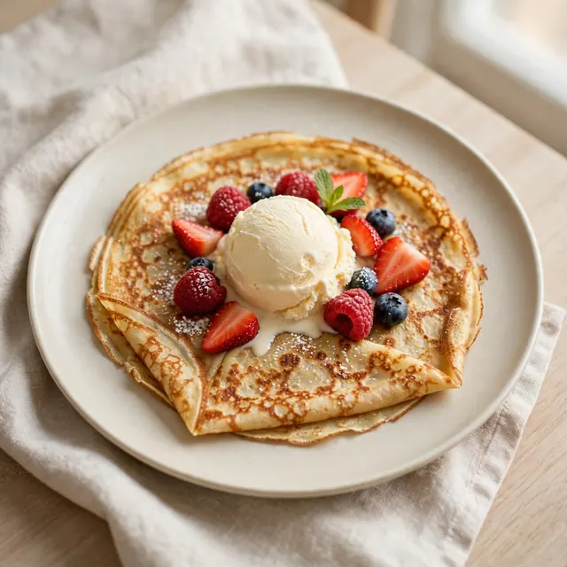 Crêpe mit Eis