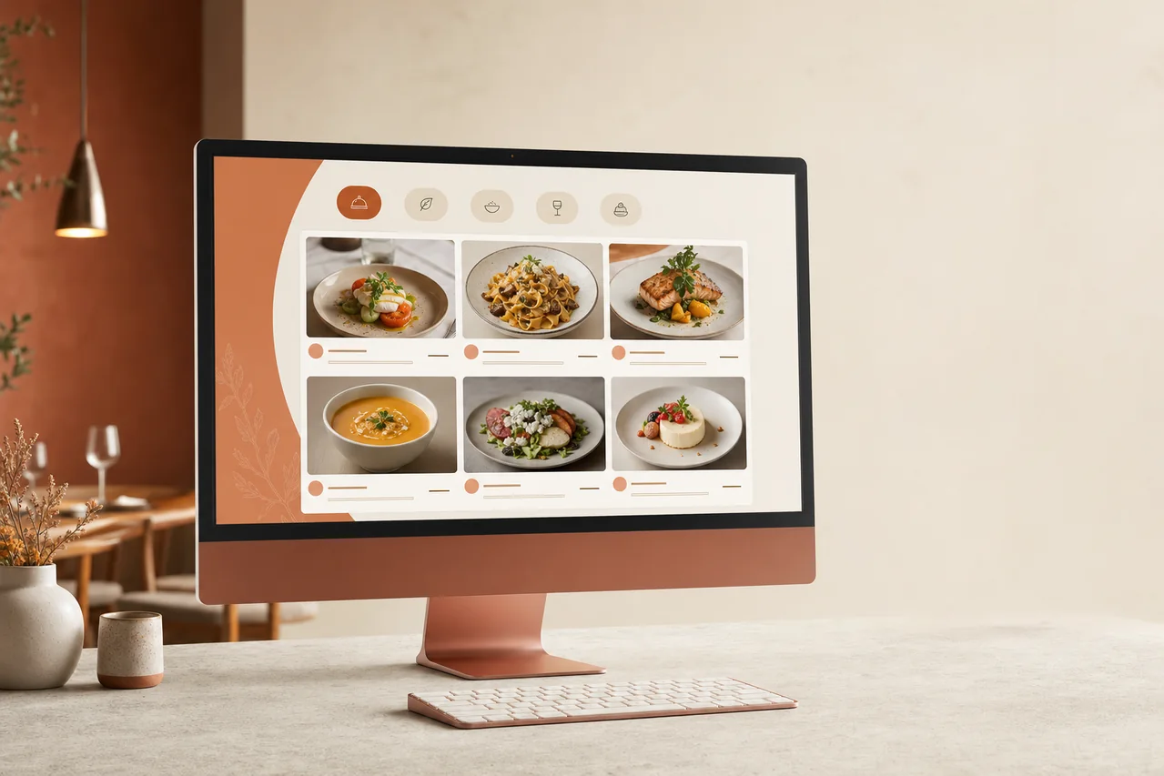 Monitor mit digitaler Restaurant-Speisekarte