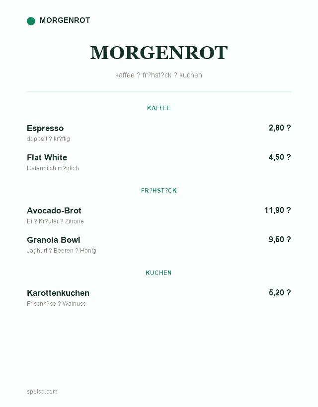 Café Speisekarte Design