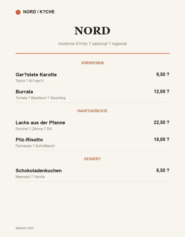 Moderne Speisekarte Vorlage für Restaurants
